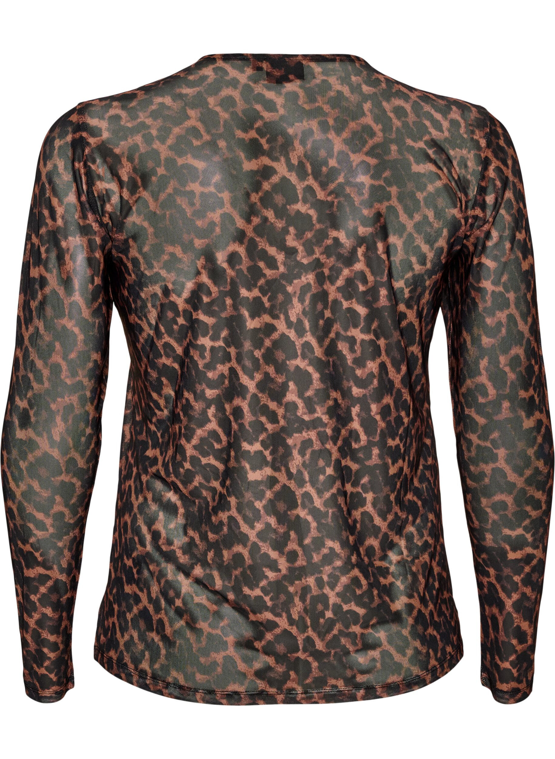 ZizziMesh blouse met print, Bruin, Packshot image number 1