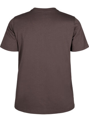 ZizziBasic katoenen T-shirt met ronde hals, Bruin, Packshot image number 1