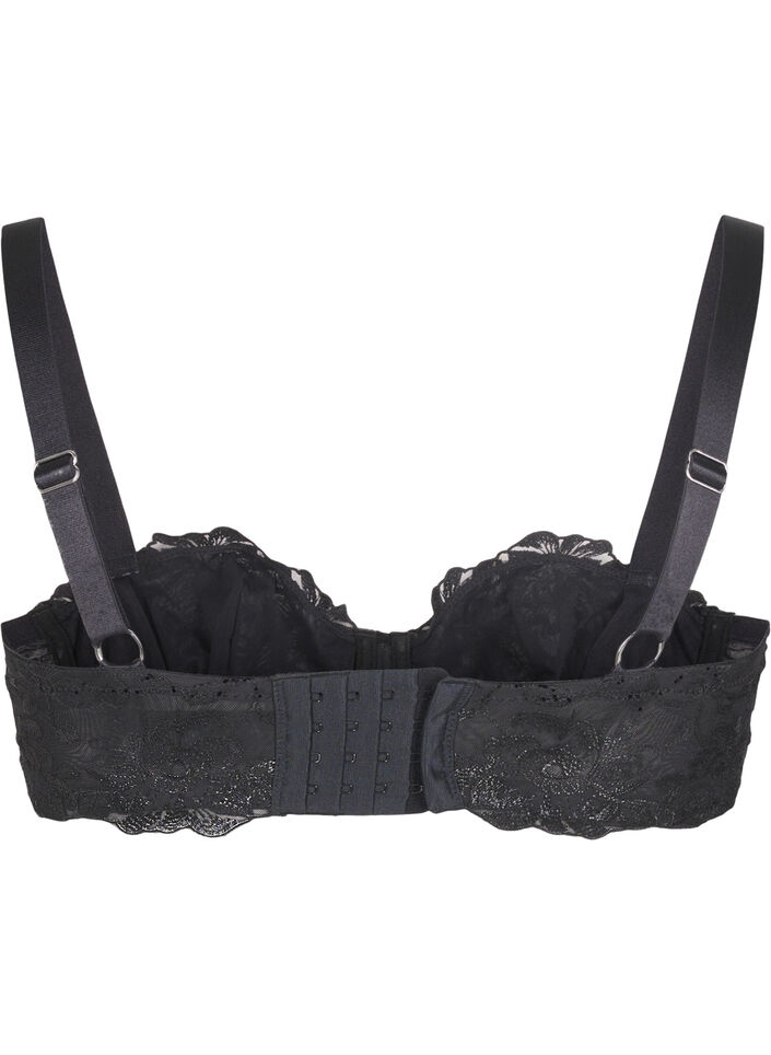 Balconette behá met beugel en geborduurd kant, Black, Packshot