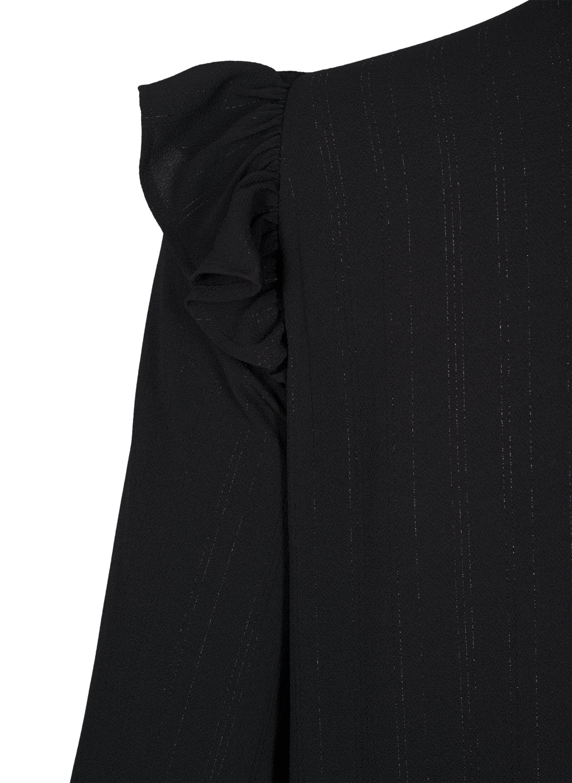 ZizziKort jurkje met ruches en glitter, Zwart, Packshot image number 3