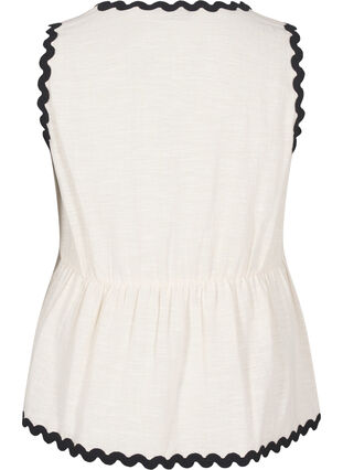 ZizziMouwloze blouse met gekartelde contrasterende randen, Sandshell, Packshot image number 1