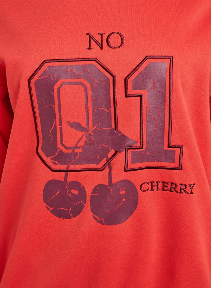 Sweatshirt met motief aan de voorkant, Rood, Packshot image number 2