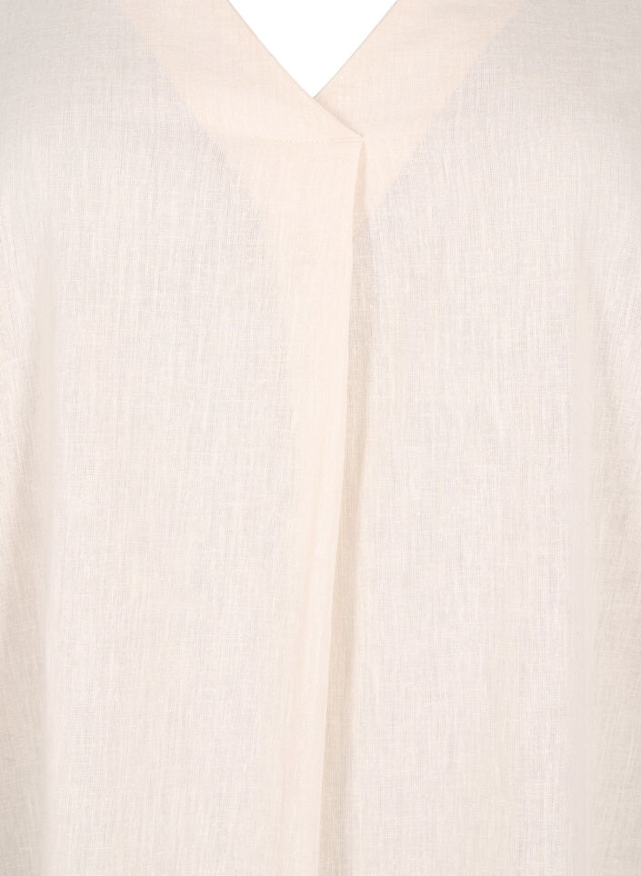 Kaftanjurk van katoenmix met linnen, Beige, Packshot image number 2