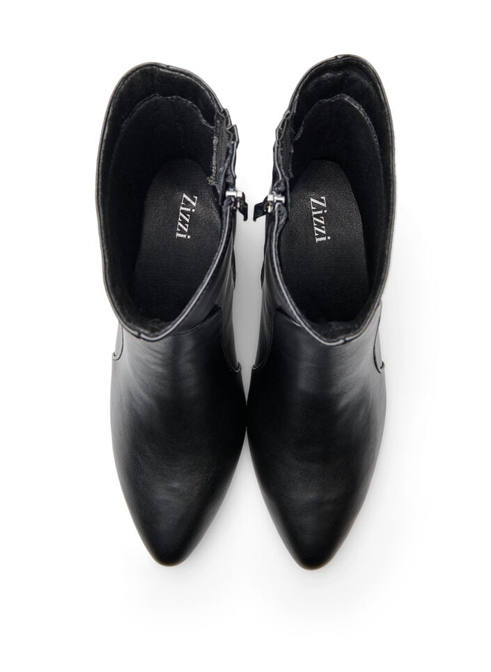 Wide fit - Enkelboots met blokhak, Black, Packshot