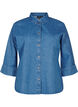 Denim shirt met strassteentjes en driekwartmouwen, Bl. Denim Rhinestone, Packshot image number 0