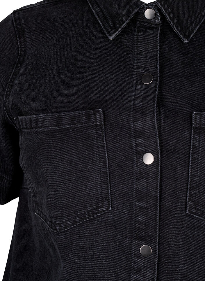 Lang denim shirt met korte mouwen, Grey Washed, Packshot image number 2