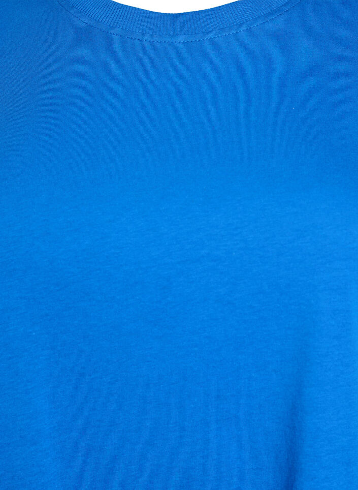 Basic katoenen T-shirt met ronde hals, Blauw, Packshot image number 2