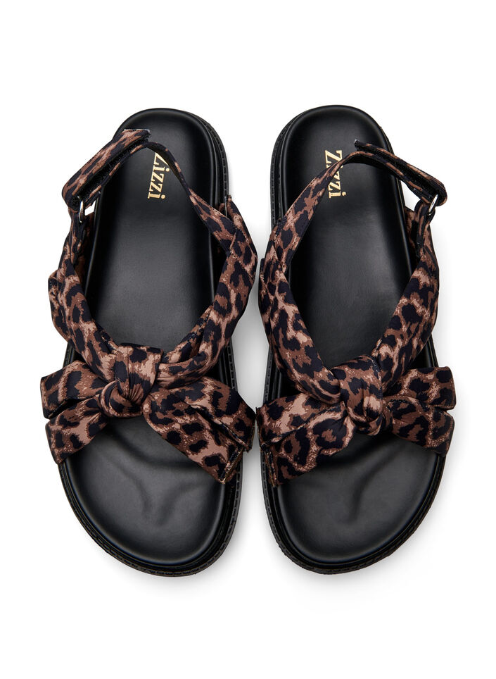 Wide fit - Sandal met knoopdetail, Leopard AOP, Packshot