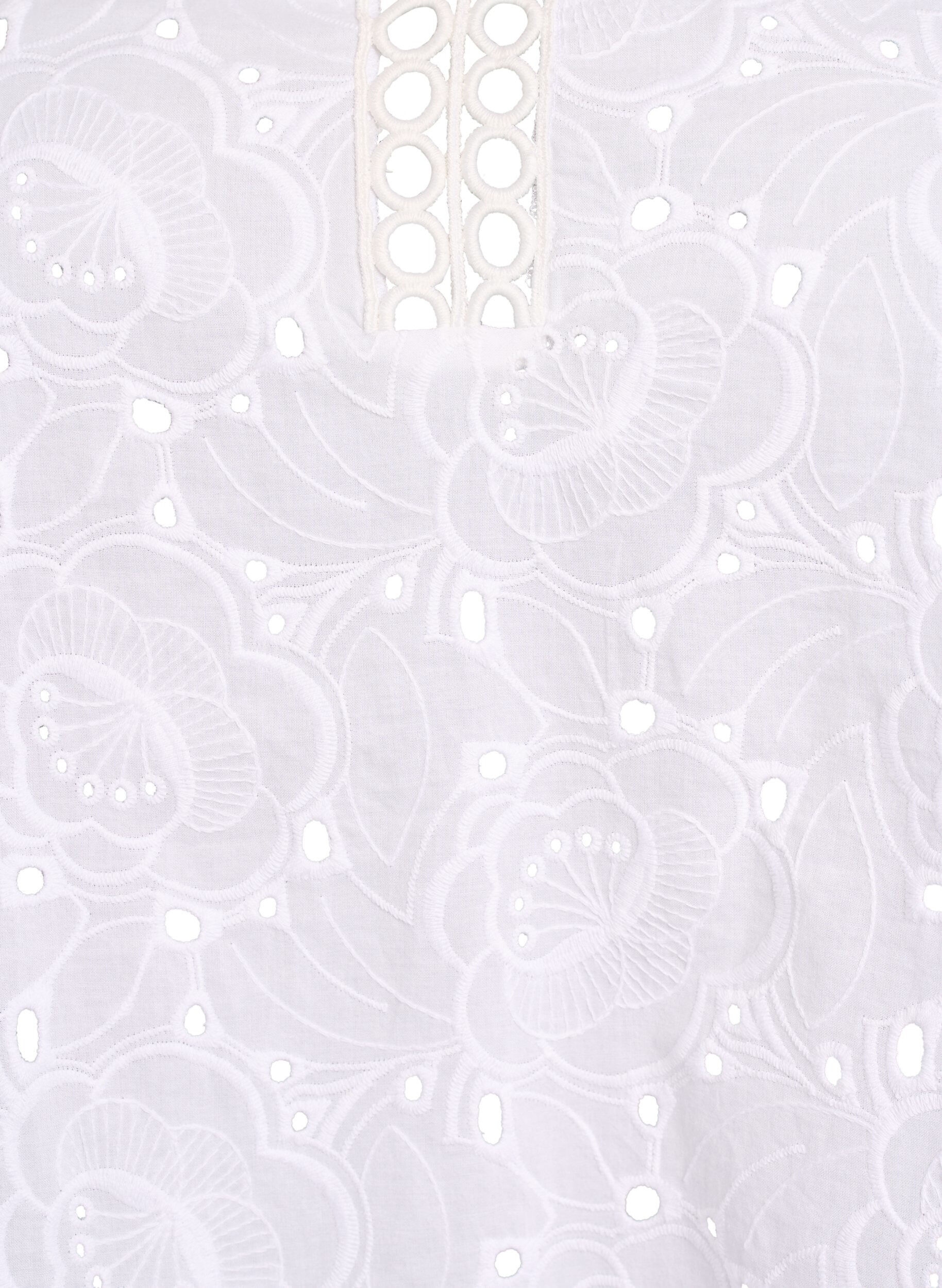 ZizziBlouse van katoen met lange mouwen en broderie anglaise, Wit, Packshot image number 2