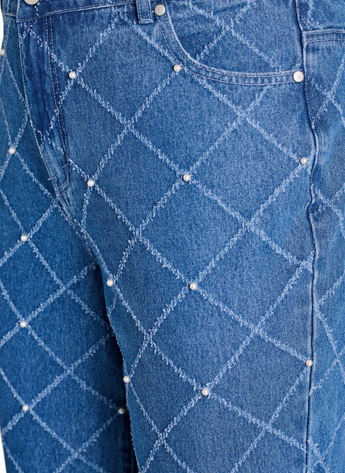 Kiana jeans met een hoge taille en distressed patroon, Blauw, Packshot image number 2