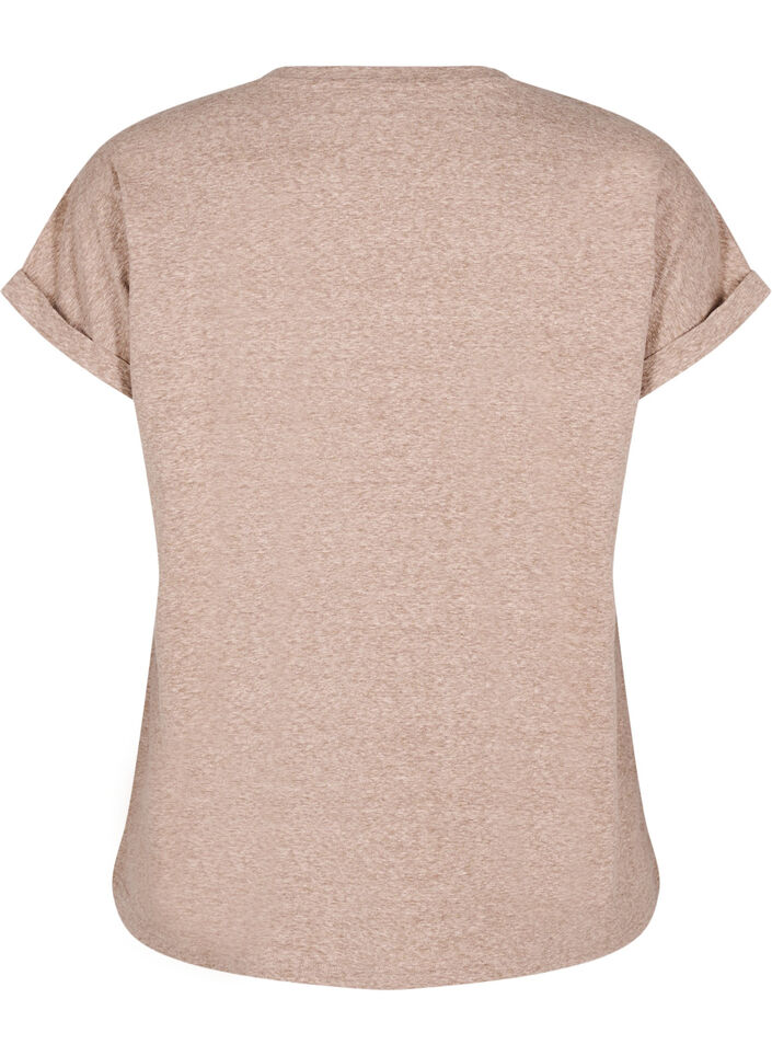 Gem&ecirc;leerd T-shirt met korte mouwen, Bruin, Packshot image number 1