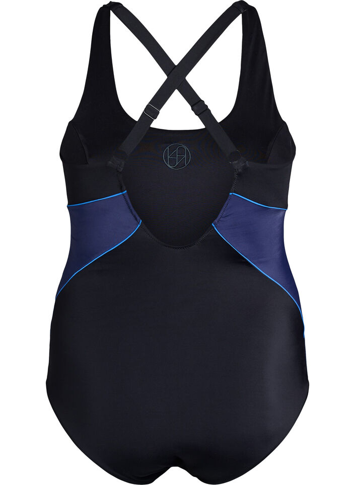 Sportbadpak met kruiselingsbandjes, Zwart, Packshot image number 1