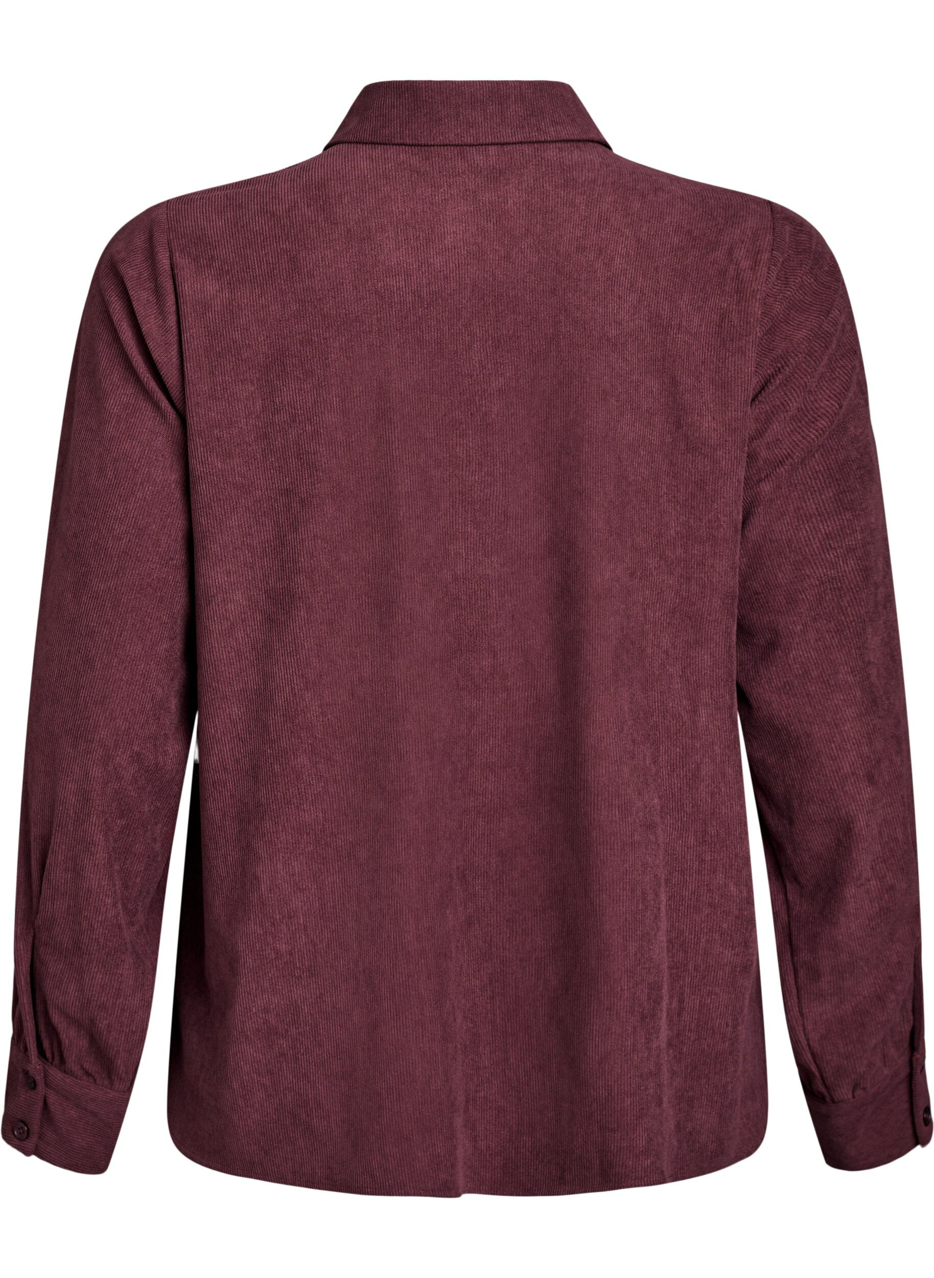ZizziOverhemdblouse met lange mouwen in corduroy, Donker Bordeaux, Packshot image number 1