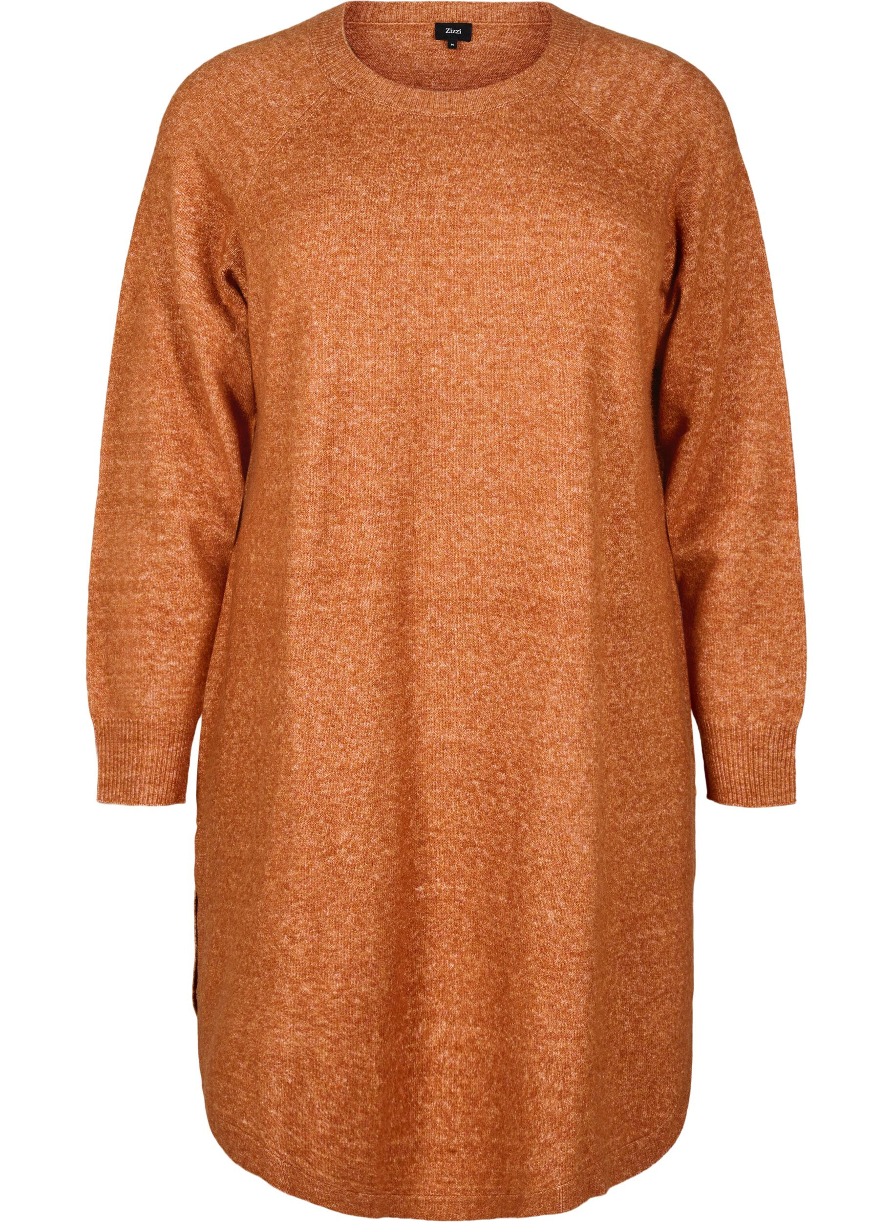 Korte gebreide jurk met ronde hals