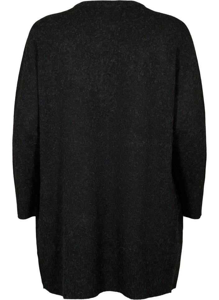 Gevlekt gebreid vest met zakken, Grijs, Packshot image number 1