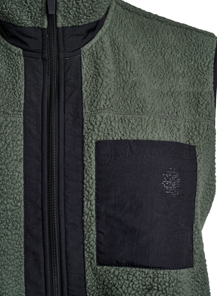 Sportieve teddy bodywarmer met zakken, Thyme, Packshot