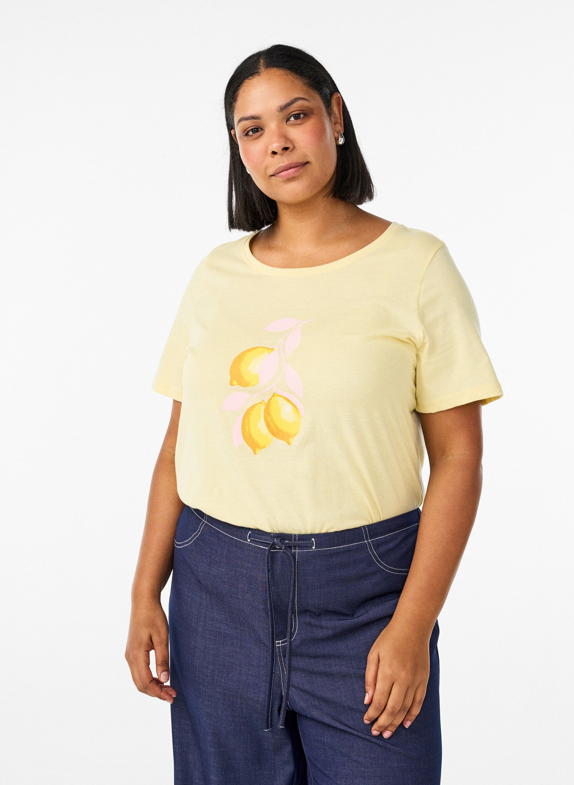 T-shirt met print, Geel, Model