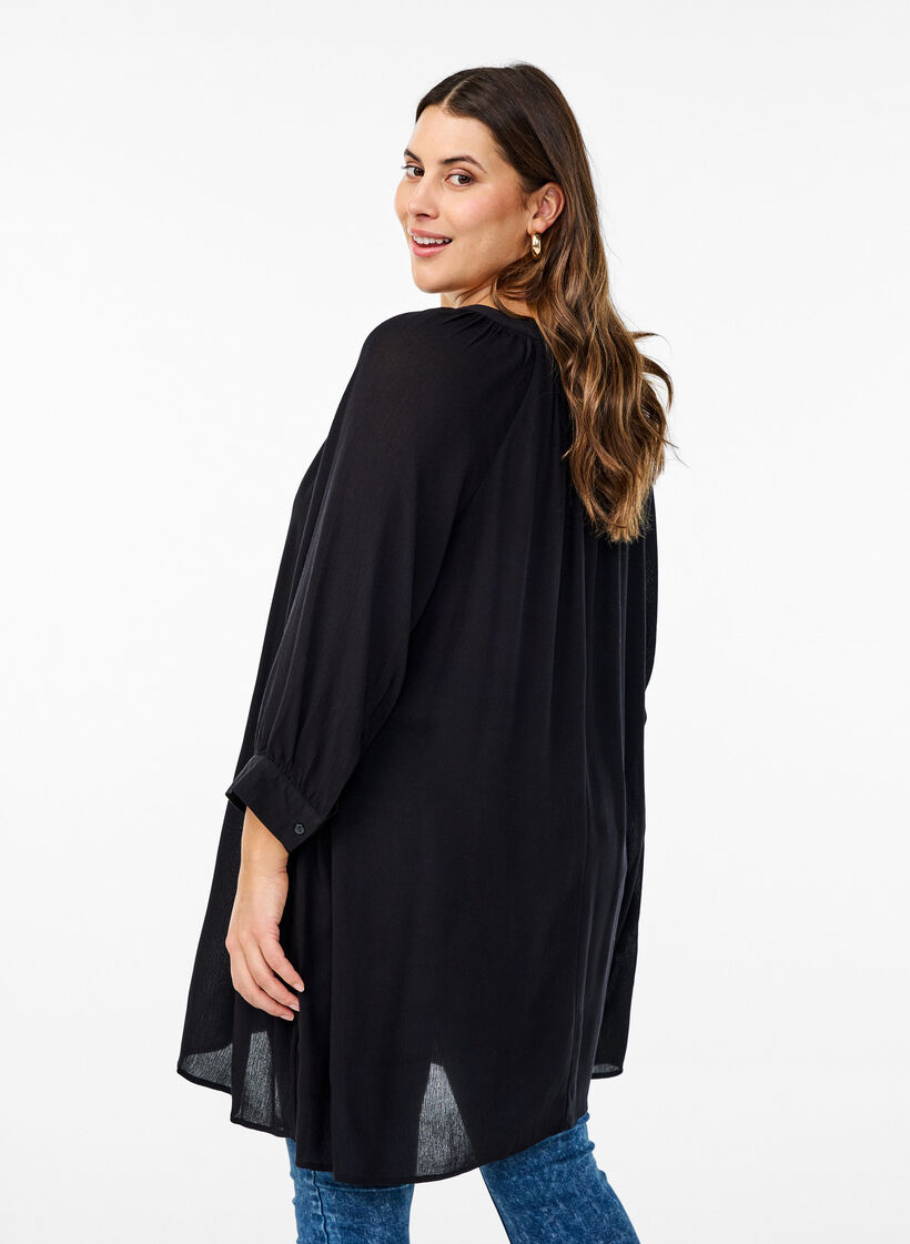 Tuniek met 3/4 mouwen en een A-lijn snit, Zwart, Model image number 2