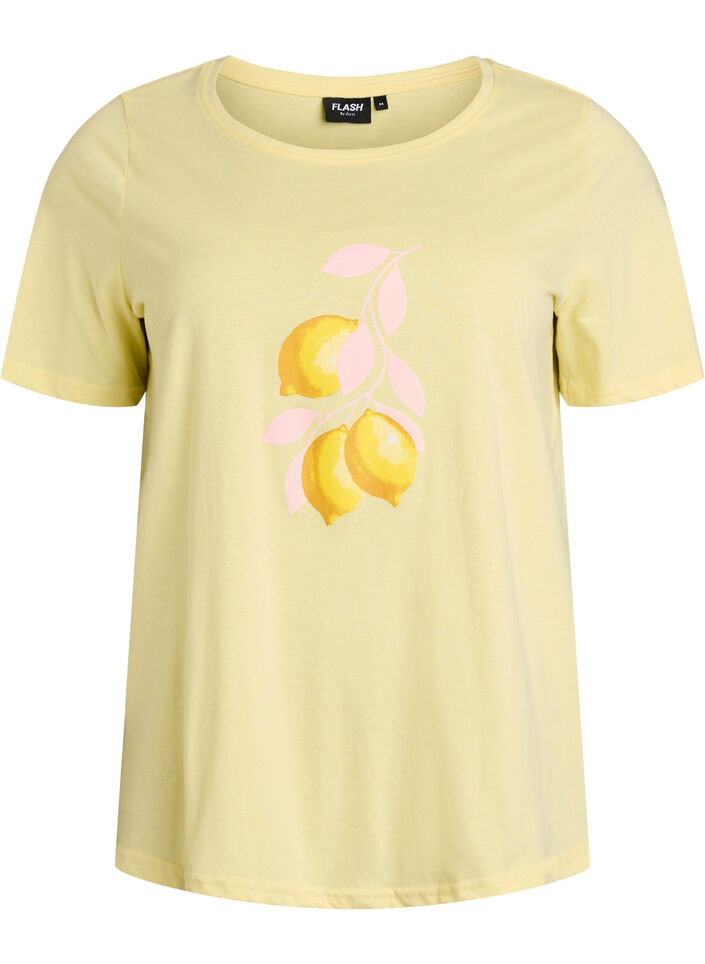 T-shirt met print, Geel, Packshot image number 0