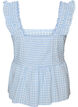 Top met ruitjes en ruchesdetails, Blauw, Packshot image number 1