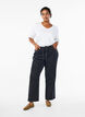 Straight-fit jeans met een strikceintuur, Zwart, Model image number 0