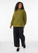 Gebreide trui met hoge hals en rits, Groen, Model image number 1