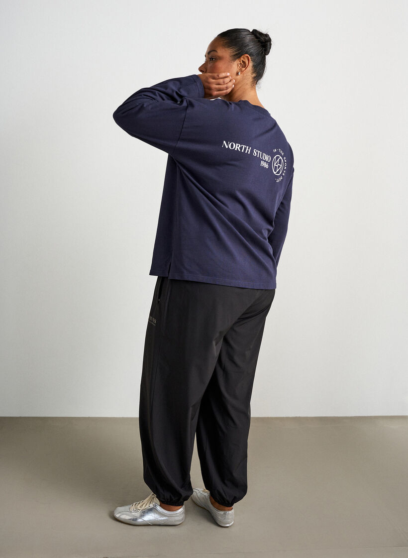 Trainingsbroek met ballonpijpen, Zwart, Model image number 1