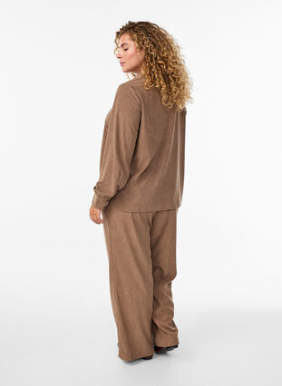 ZizziFluwelen broek met wijde pijpen, Caribou, Model image number 1