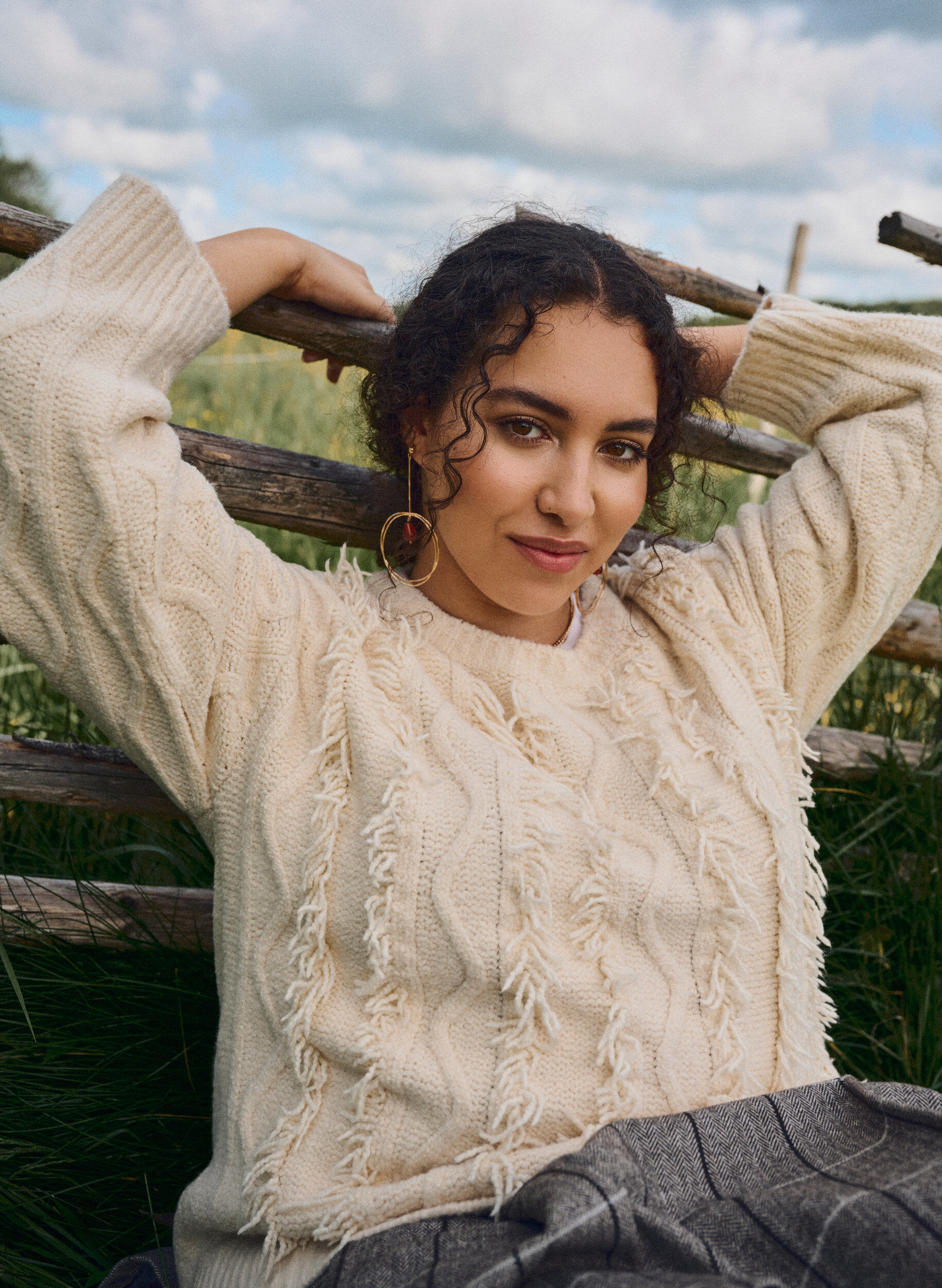 ZizziBreisel met ronde hals en textuurpatroon, Beige, Image image number 0