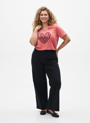 ZizziFLASH - T-shirt met motief, Faded Rose Think, Model image number 2