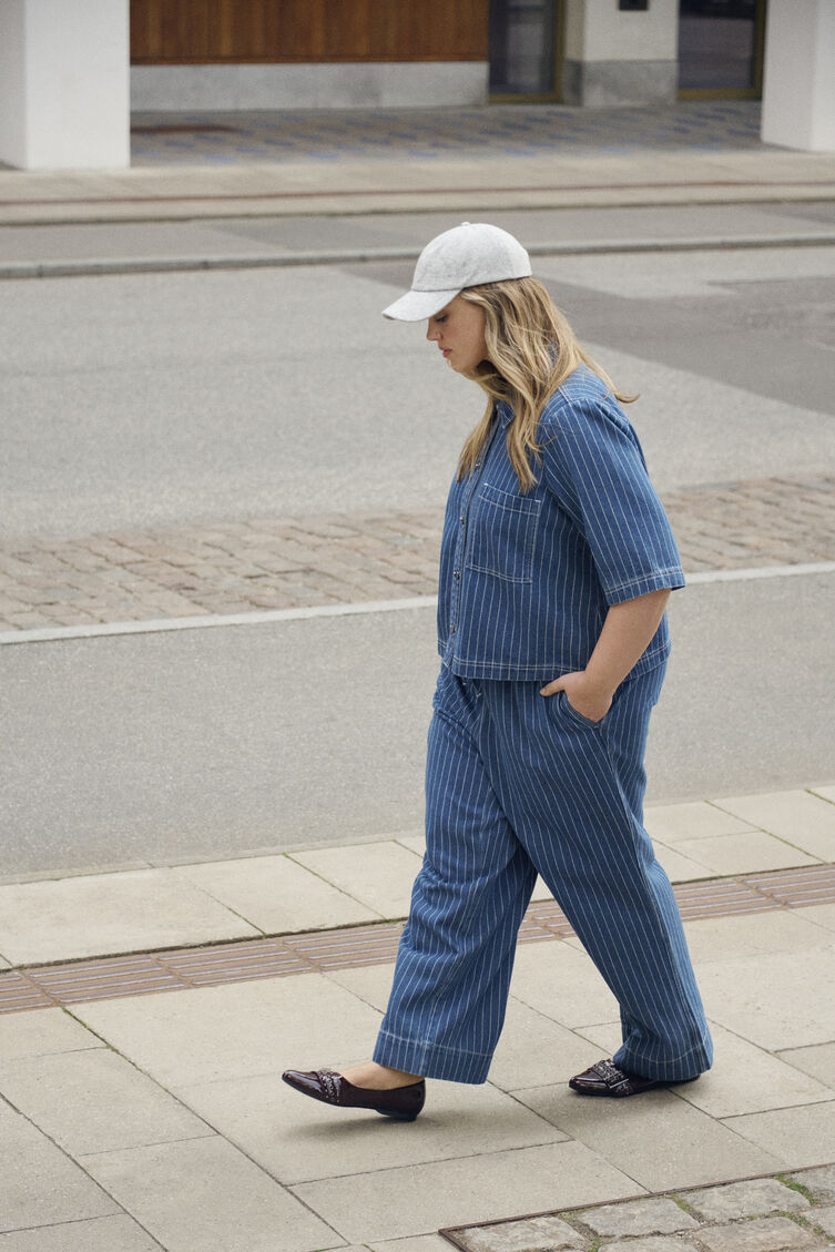 Dubbele denim met strepen, , Model