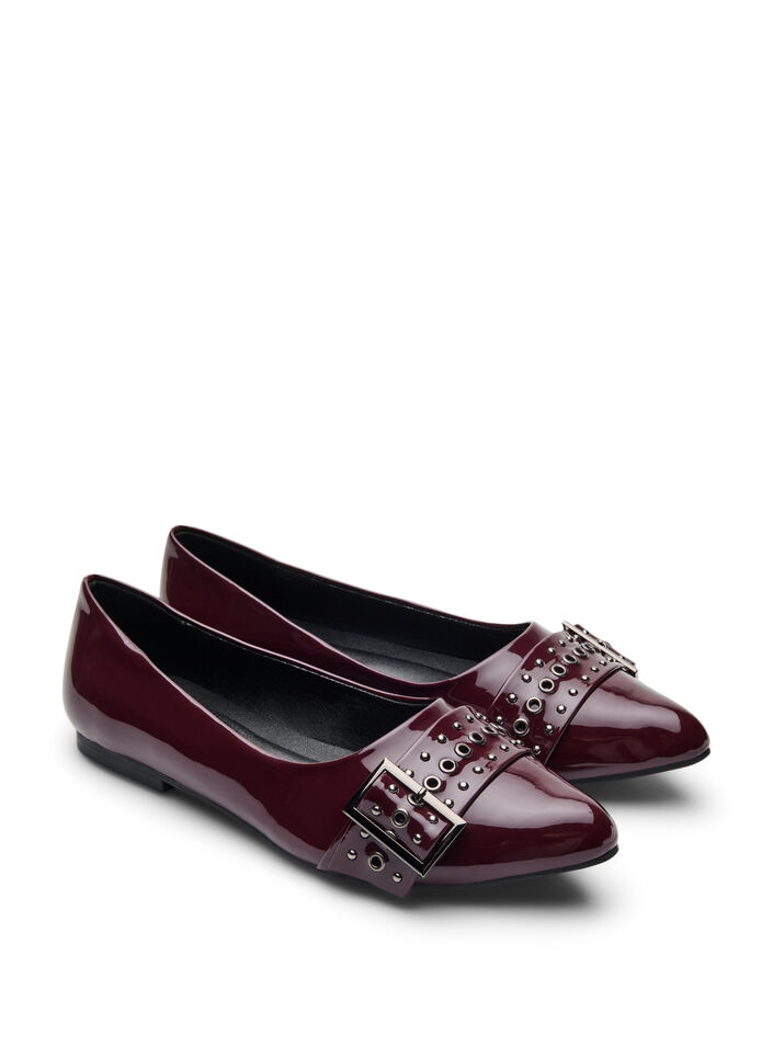 Wide fit - Ballerina met bandje en studs, Decadent Chocolate, Packshot