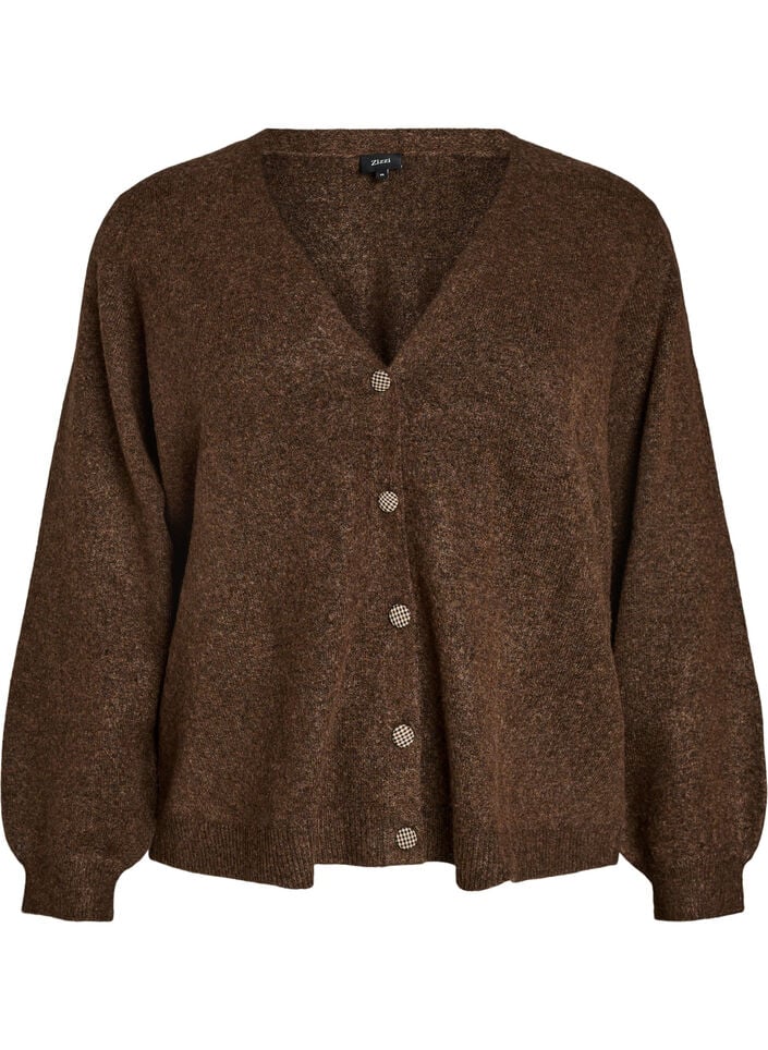 Vest met decoratieve knopen en V-hals, Bruin, Packshot image number 0