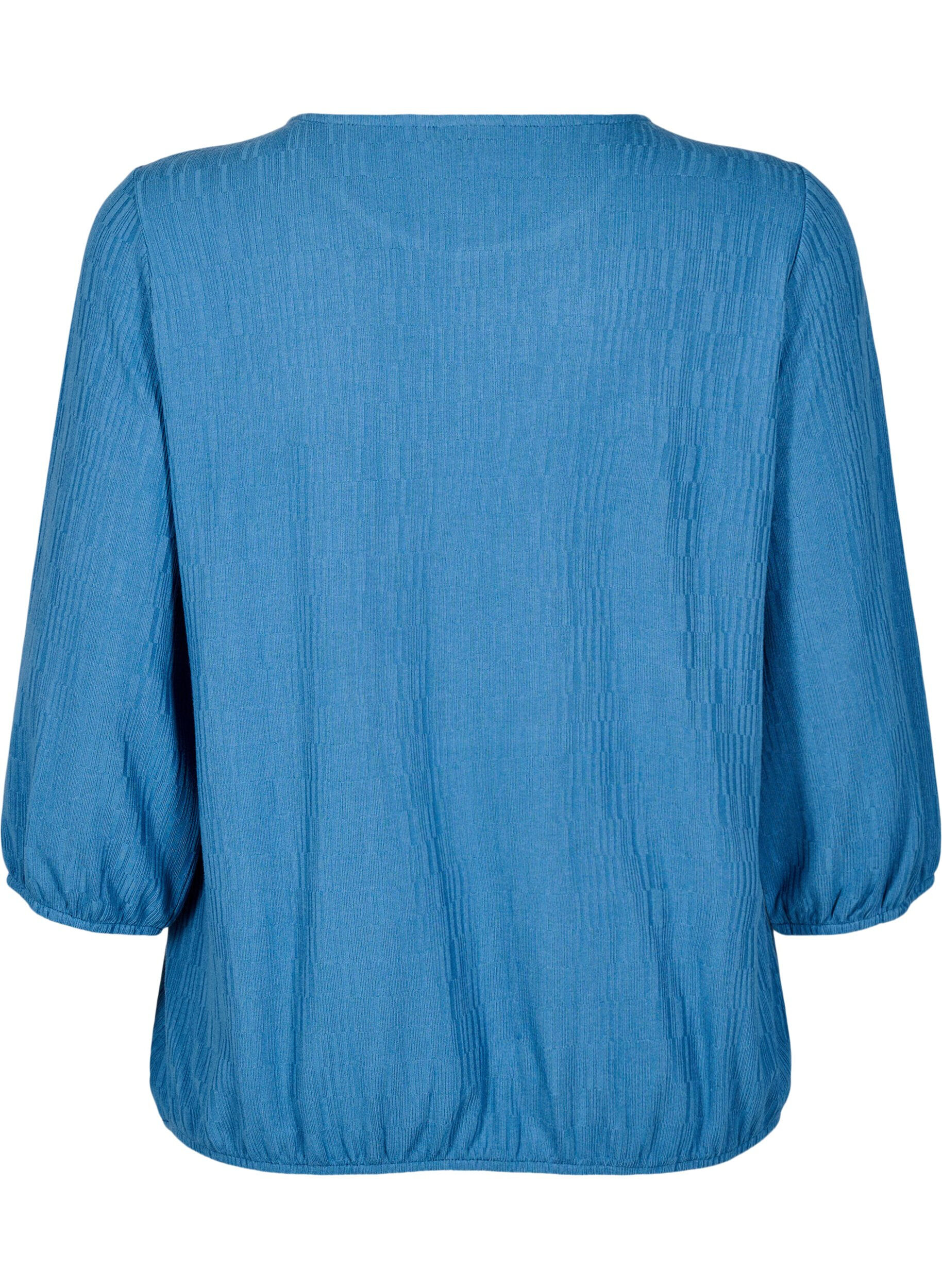 ZizziBlouse met textuur en 3/4 mouwen, Blauw, Packshot image number 1