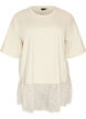 Los T-shirt met brede kanten rand, Vanille, Packshot image number 0
