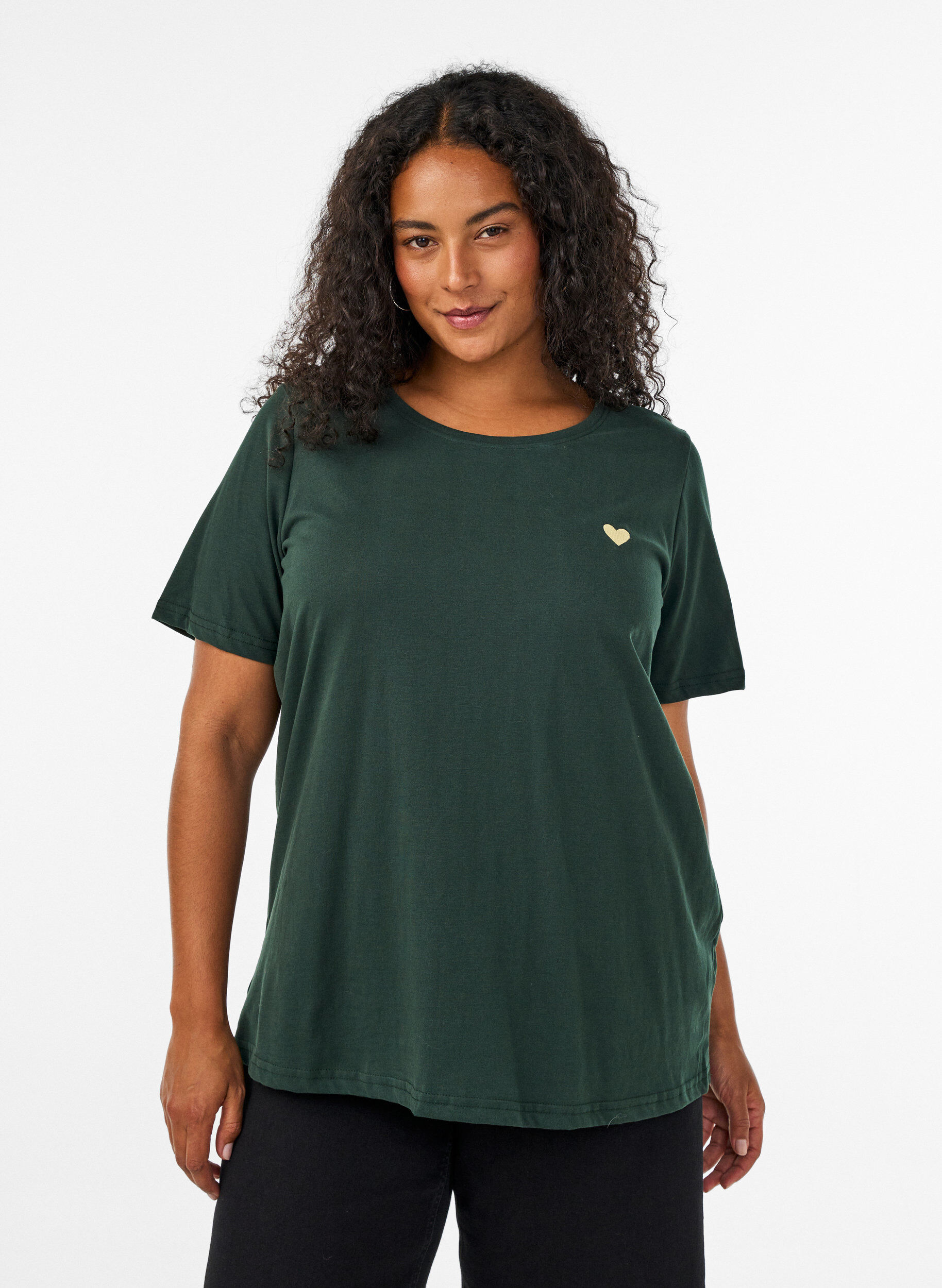 T-shirt met print, Groen, Model
