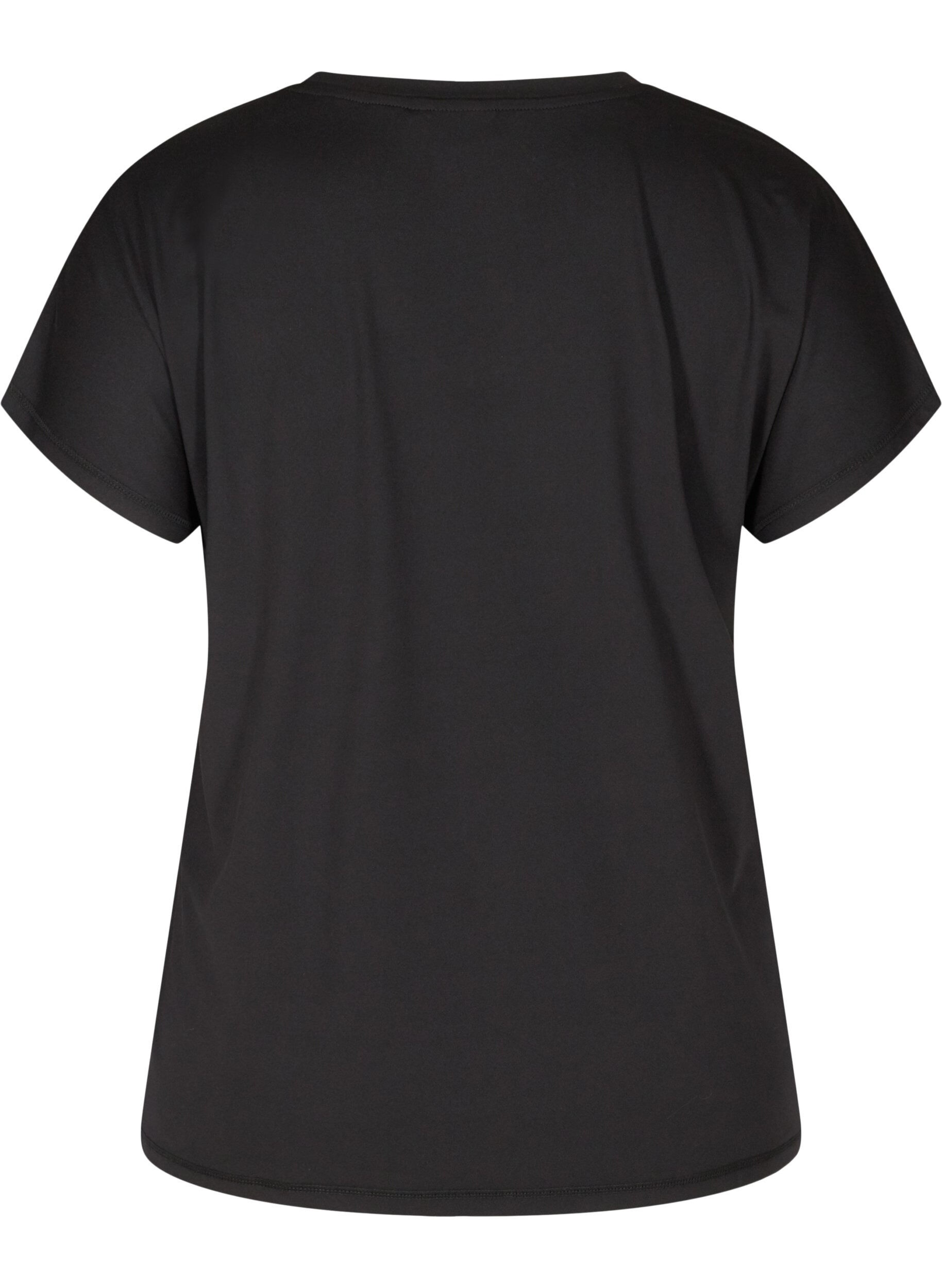 ZizziLosvallend trainings-T-shirt met V-hals, Zwart, Packshot image number 1