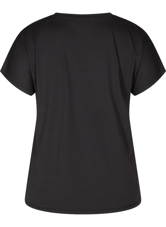 Losvallend trainings-T-shirt met V-hals, Zwart, Packshot image number 1