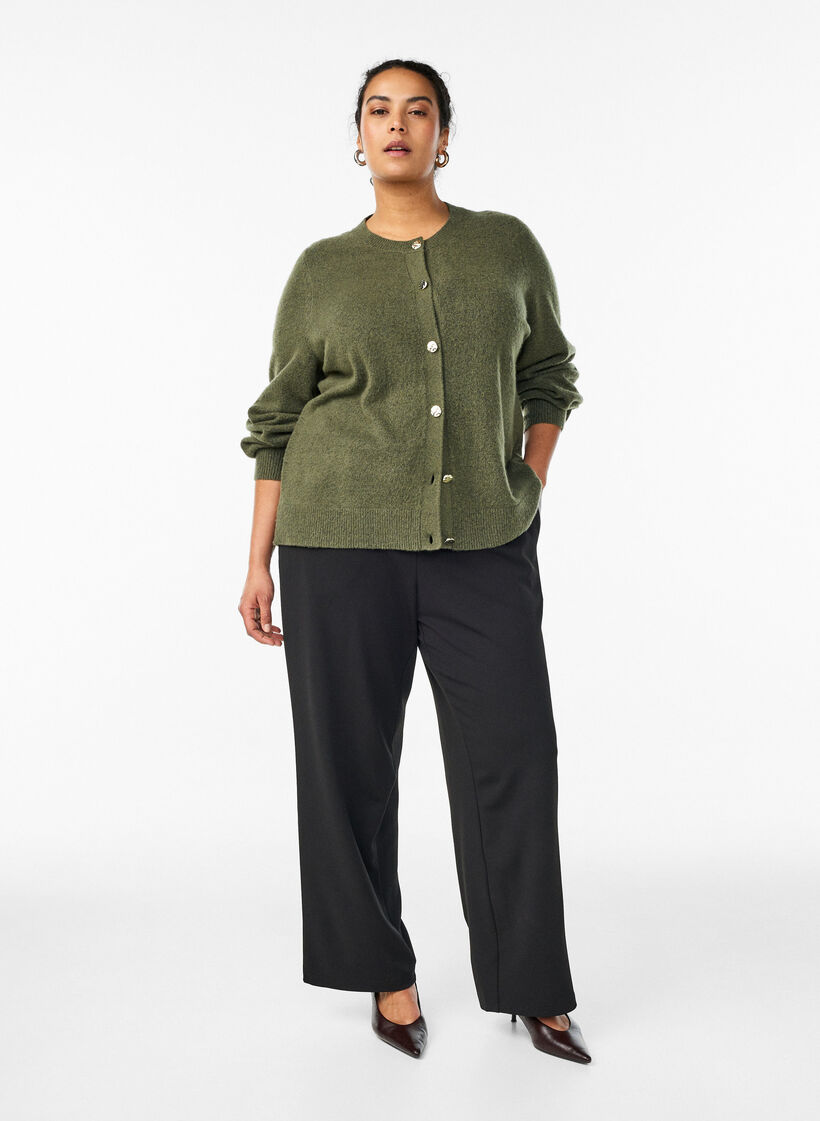 Vest in zacht breisel met goudkleurige knopen, Groen, Model image number 1