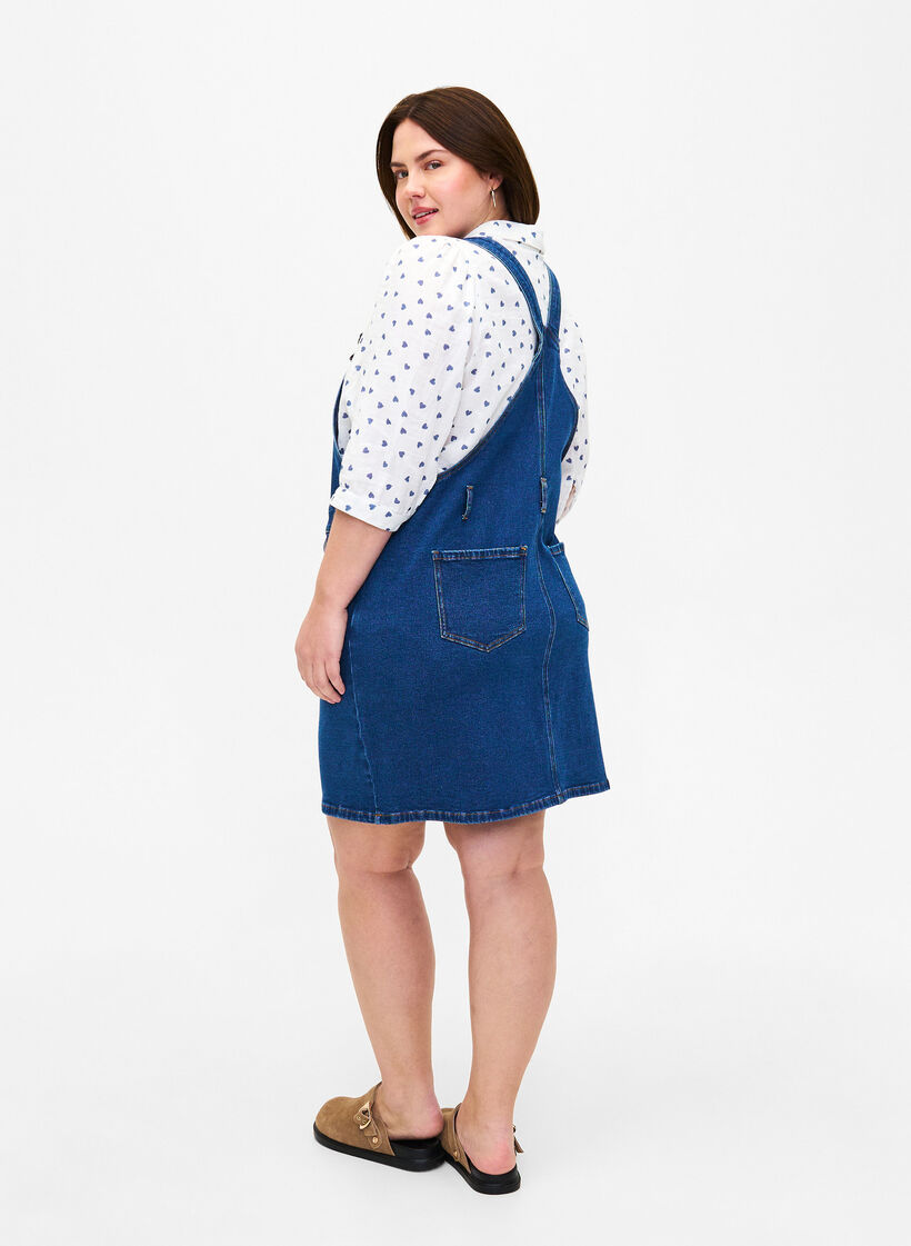 Denim overall jurk, Blauw, Model image number 2