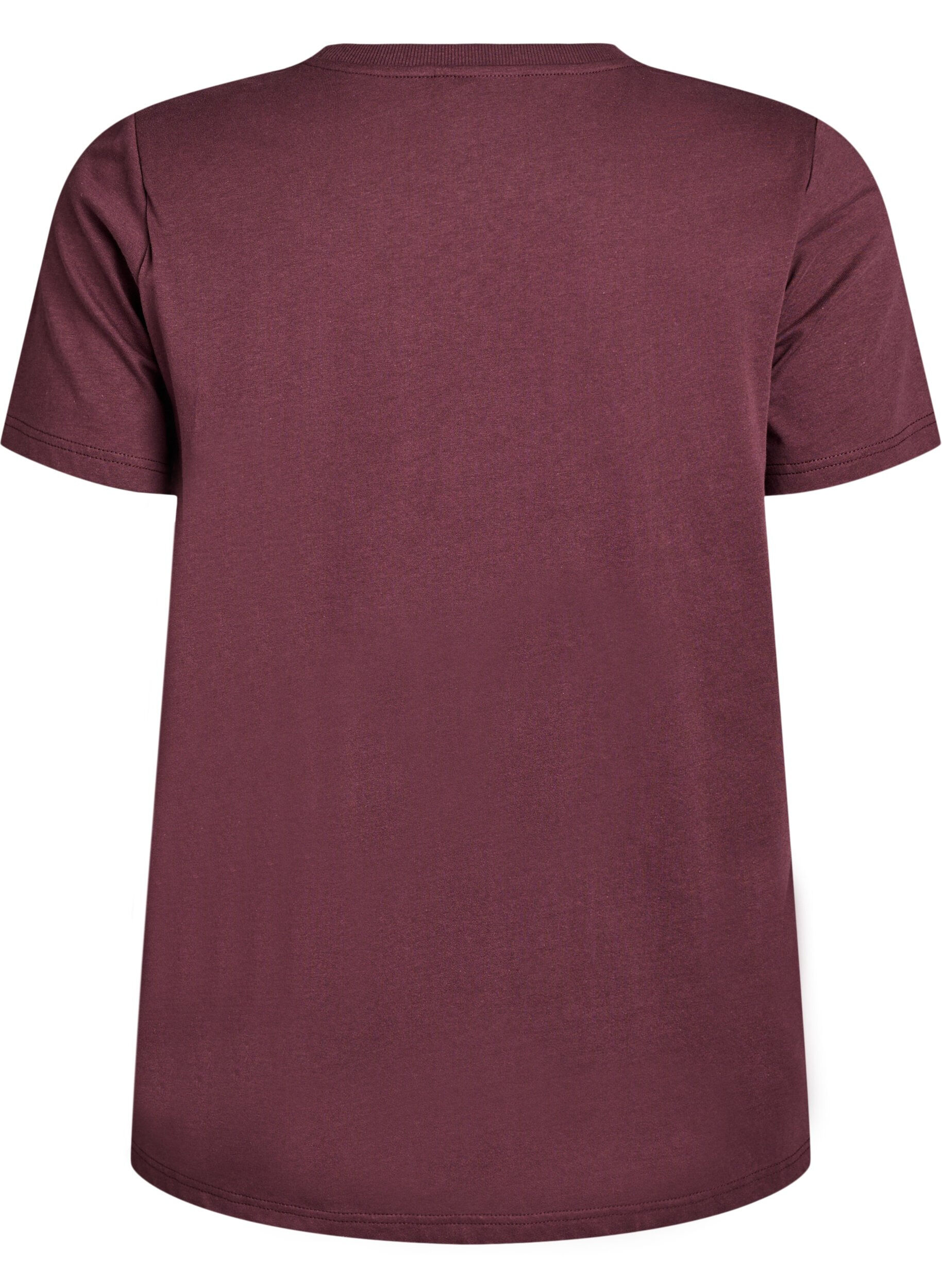 ZizziBasic katoenen T-shirt met schoudervullingen, Donker Bordeaux, Packshot image number 1