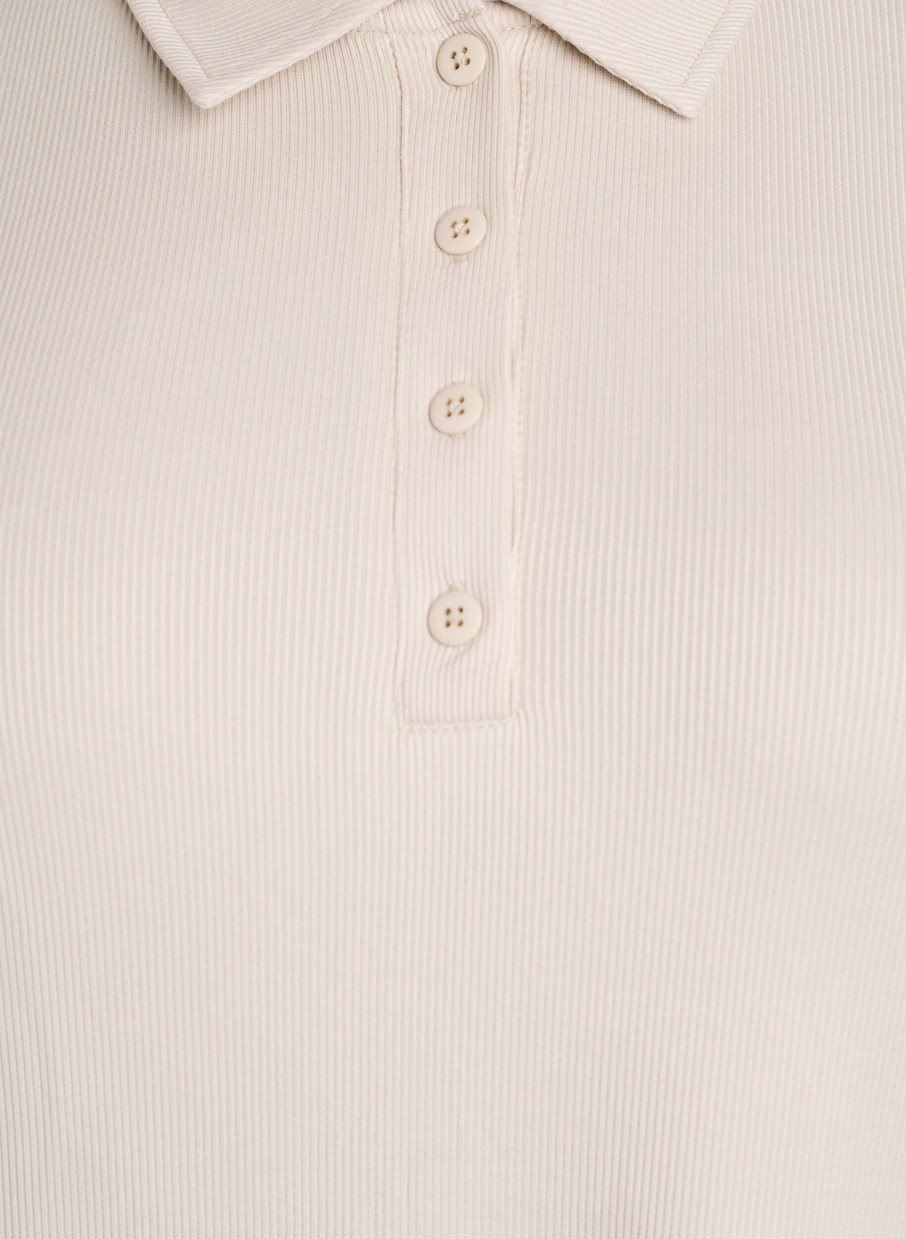 ZizziPolo in zachte rib met lange mouwen, Beige, Packshot image number 2