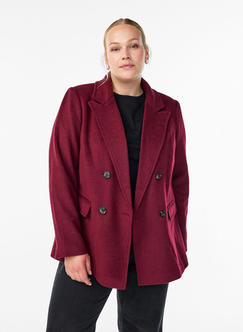 Blazer met een double-breasted sluiting en klassieke revers, Rood, Model image number 0