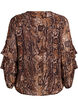 Blouse met dierenprint en ruches, Bruin, Packshot image number 1