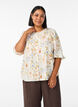 Shirtblouse in linnen en viscose met 3/4-mouwen, Vanille, Model image number 0