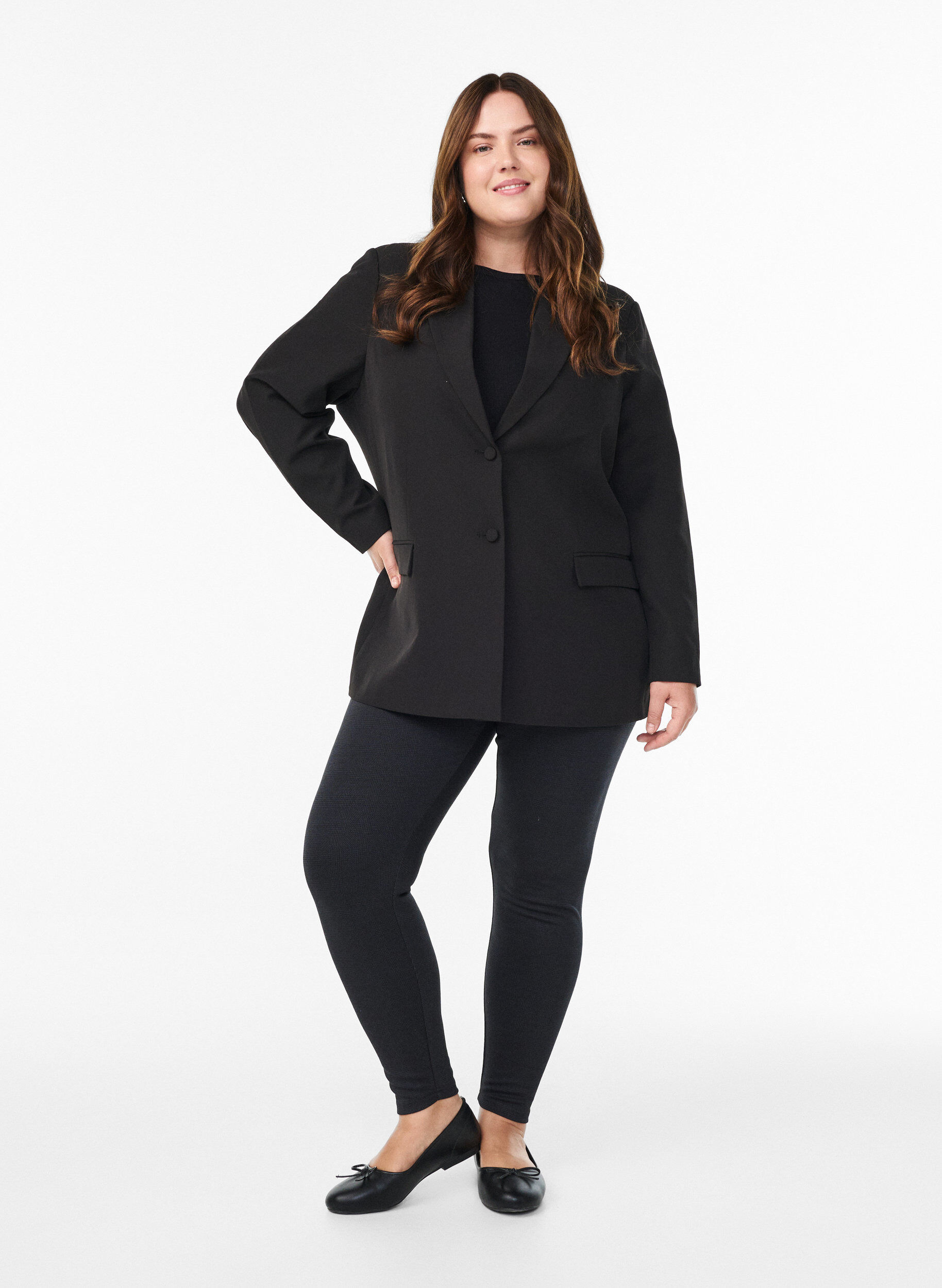 ZizziPatroonleggings met een reguliere taille, Zwart, Model image number 1