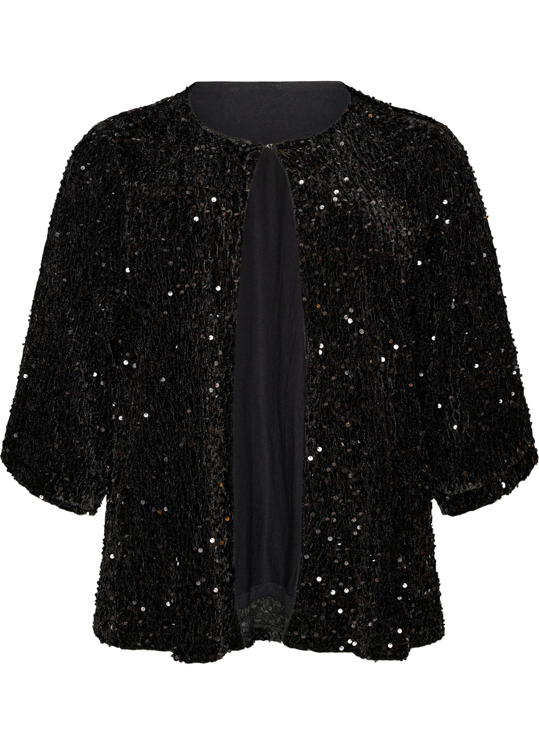 Cardigan met pailletten en 3/4-mouwen