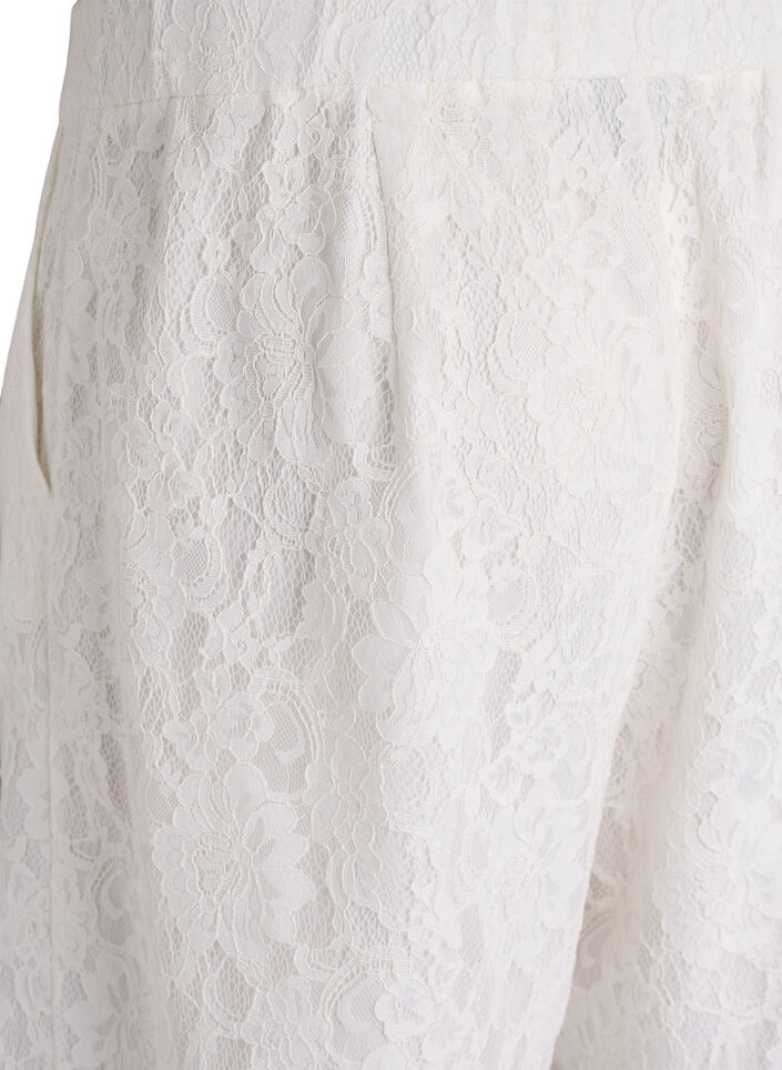 Bermuda taille haute en dentelle, Vanille, Packshot image number 3