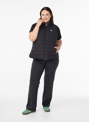 ZizziSportief gewatteerd vest met ritssluiting en zakken, Black, Model image number 2