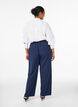 High-waisted broek met riemdetail en gouden gesp, Blauw, Model image number 1